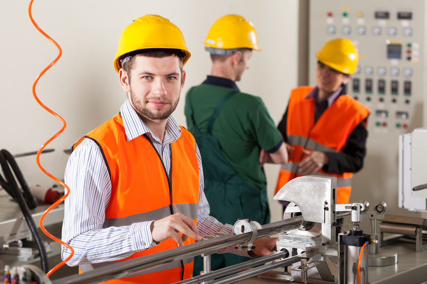 Production workers during production process